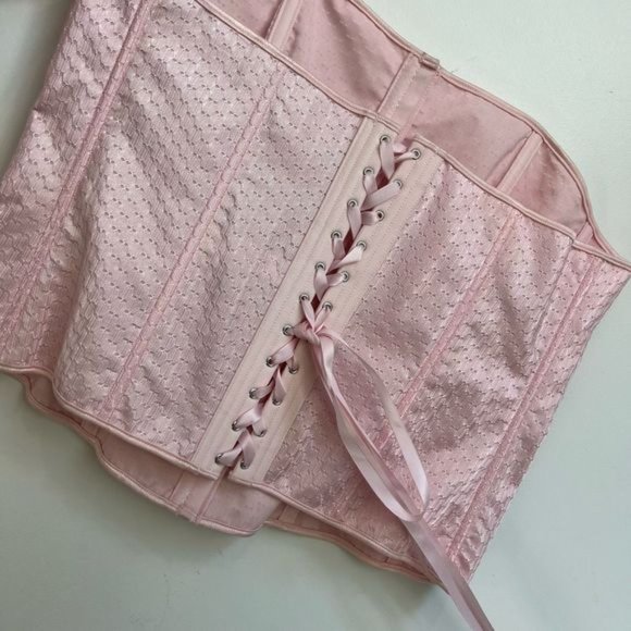 Vintage Pink Lace-Up Shapewear Corset - Picture 3 of 9